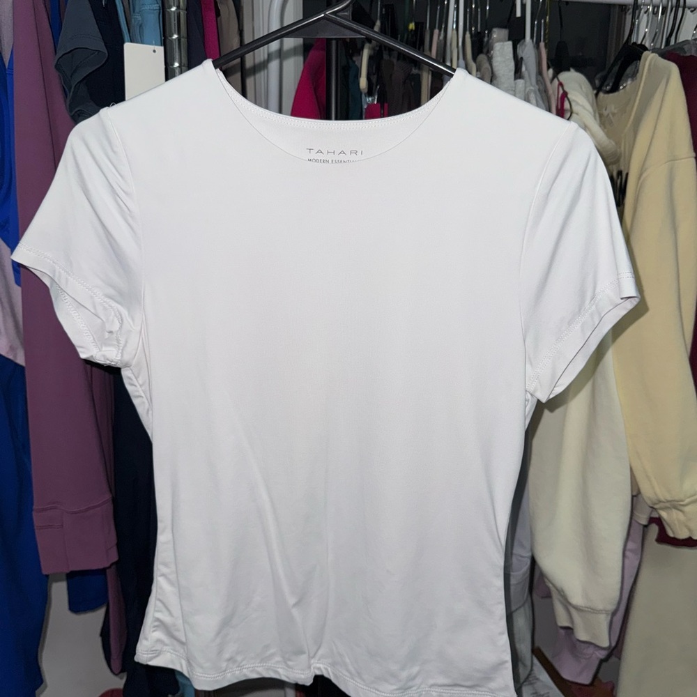 Tahari Women's Crisp White Short Sleeve Tee